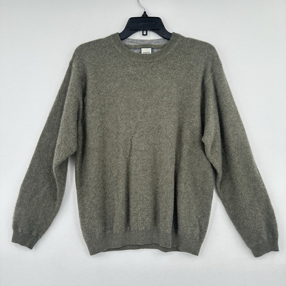 JWN 100% Cashmere Sweater Mens Large Green Soft Winter Holidays Luxury Designer